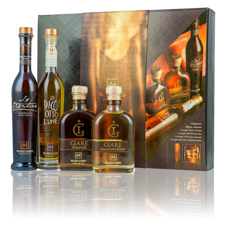Marzadro - Allegra Set 4x20cl - 41% - 80cl - je 20cl Giare Amarone, Giare Gewürztraminer, 18Lune, La Trentina Barrique