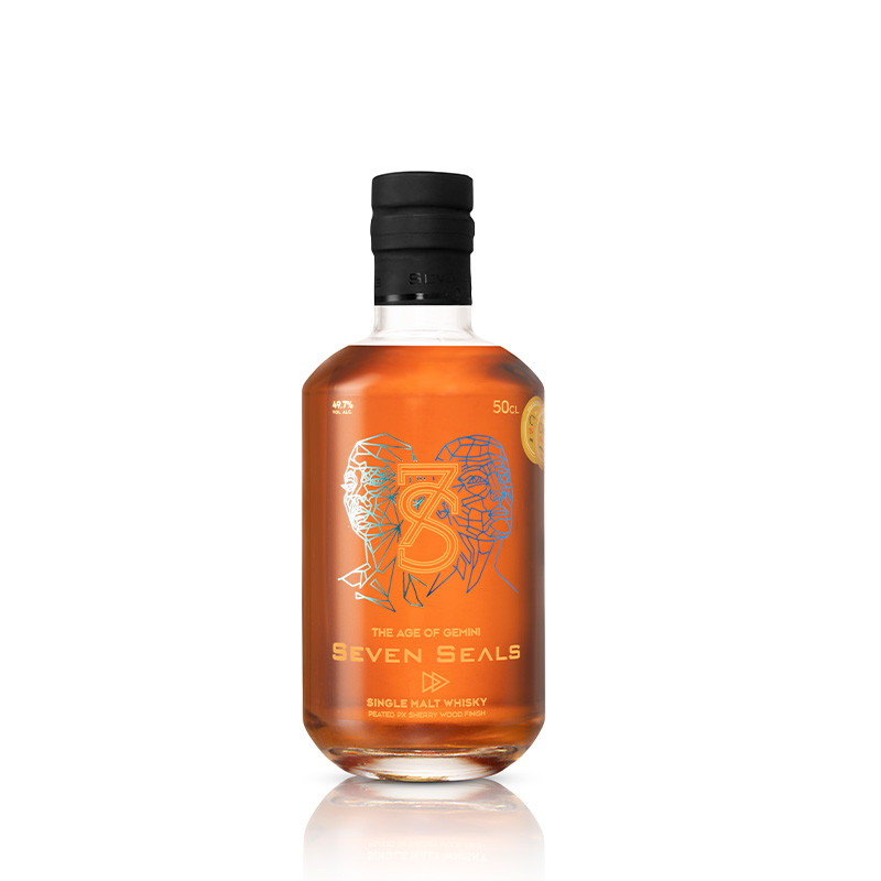 Seven Seals - The Age of Gemini (Zwilling) - 49.7% - 50cl - Peated Sherry Wood Finish - Limited Release - in Holzbox