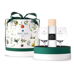Bocchino - Geschenkpackung - Macaja Gin (2622) -  46.8% - 50cl - GP rund mit 2 Stielgläsern