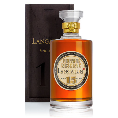 Langatun - Vintage Reserve 15y - Single Pinot Noir Cask No. 133 - 49.12% - 50cl - in Karaffe - in Holzbox