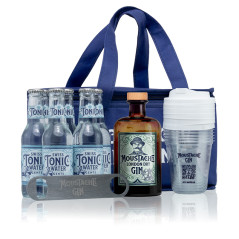Moustache Gin Tonic Kühltasche - London Dry Gin - 43% - 50cl - inkl. 6x 20cl Swiss Tonic mit Becher und Flaschenöffner